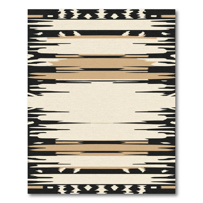 Abstract Tan Stripe Organic Rug