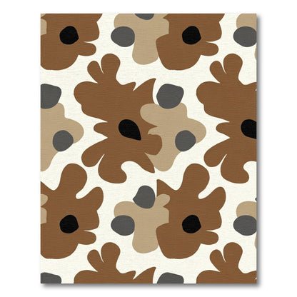 Brown Cream Gray Organic Flower Collage Rug