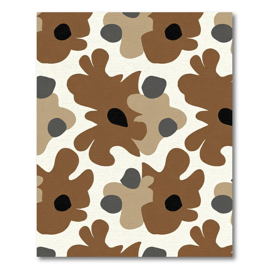 Brown Cream Gray Organic Flower Collage Rug
