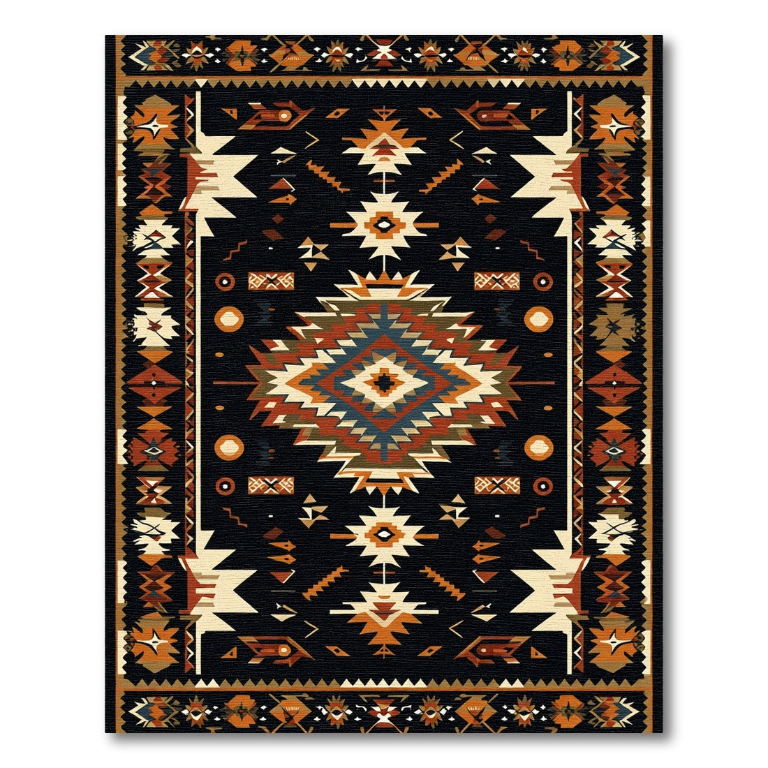 Southwestern Terracotta Geometric Ethnic Rug