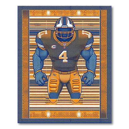 Bold Orange Navy Football Player 4 Rug