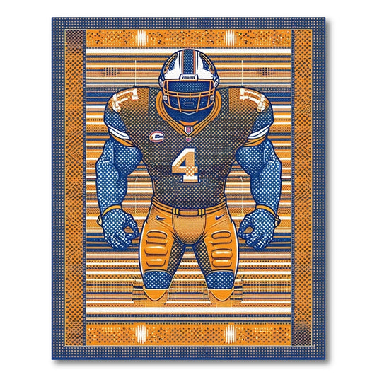Bold Orange Navy Football Player 4 Rug