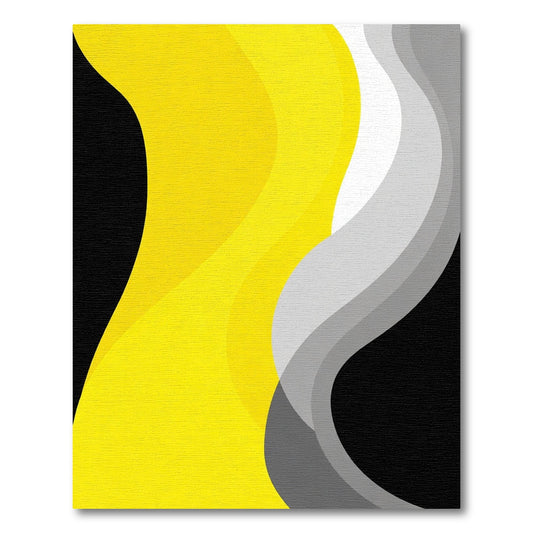 Dynamic Yellow Gray Swirls Rug