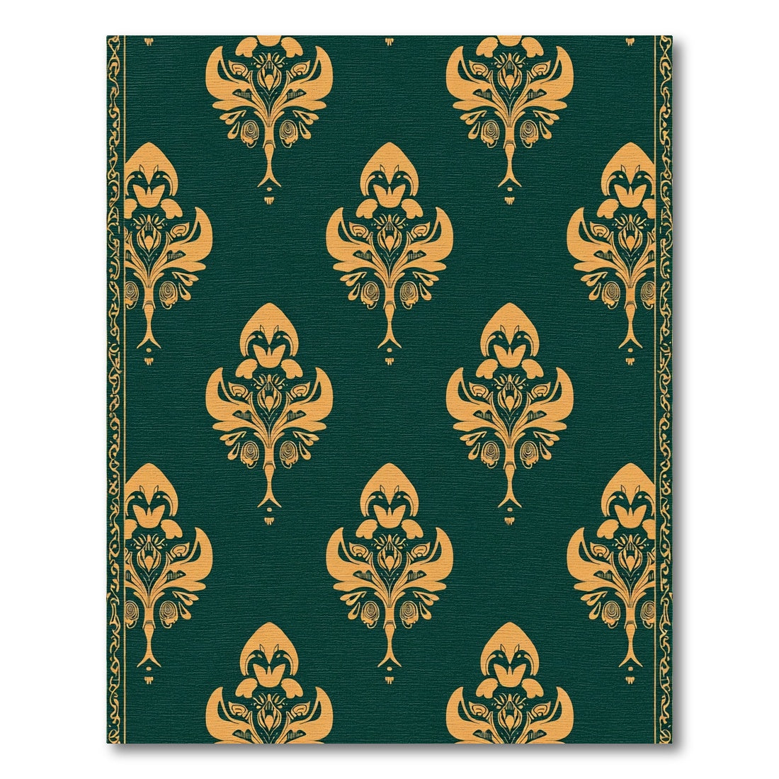 Emerald Gold Scroll Medallion Rug