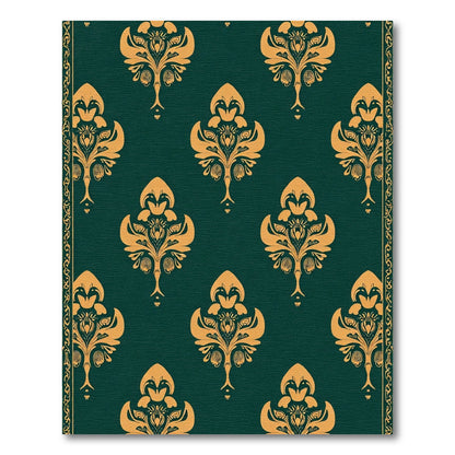 Emerald Gold Scroll Medallion Rug