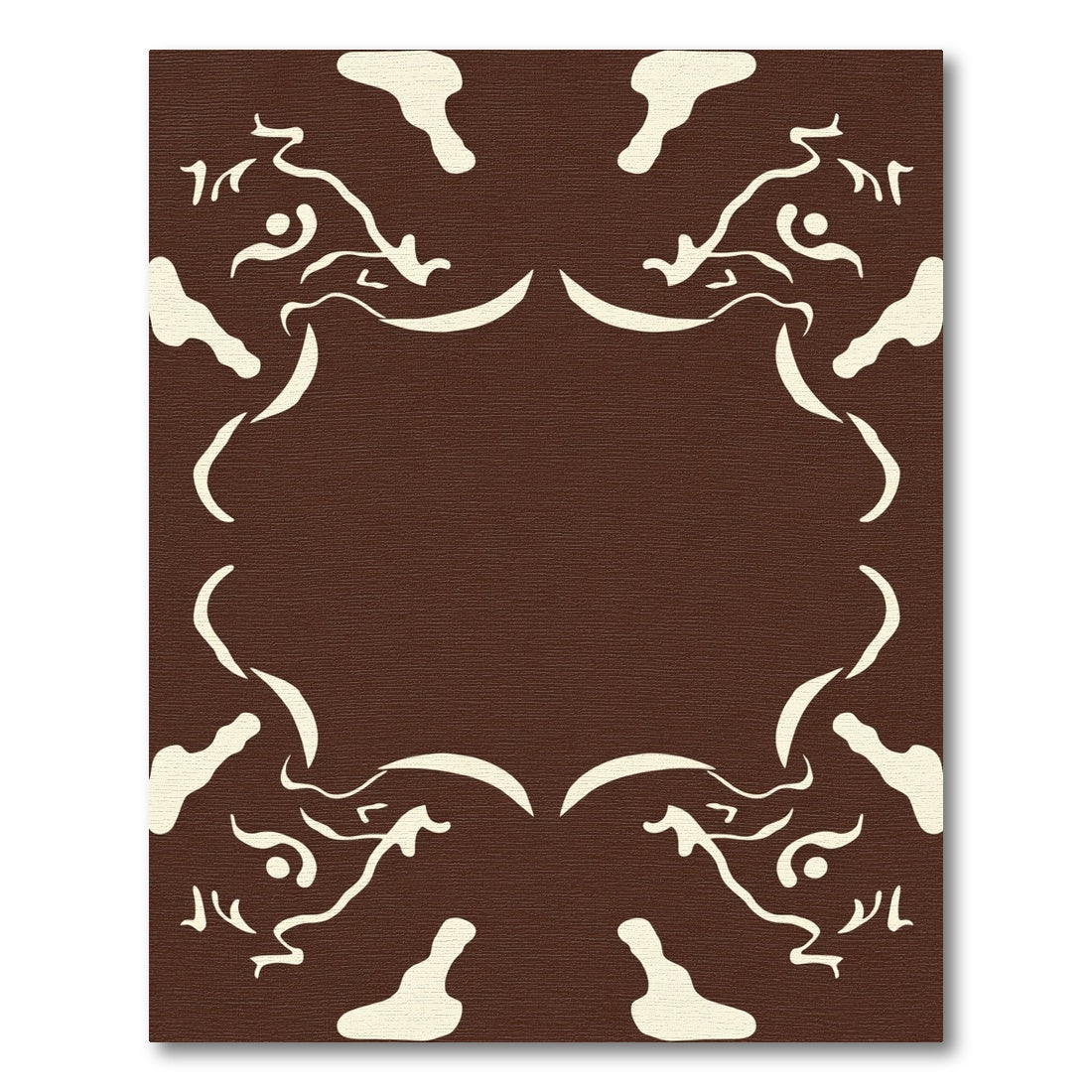 Cream Abstract Swirls on Brown Field Rug