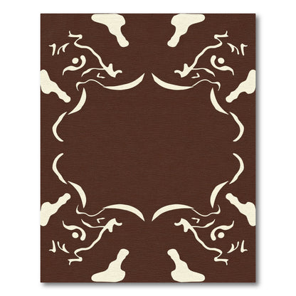 Cream Abstract Swirls on Brown Field Rug