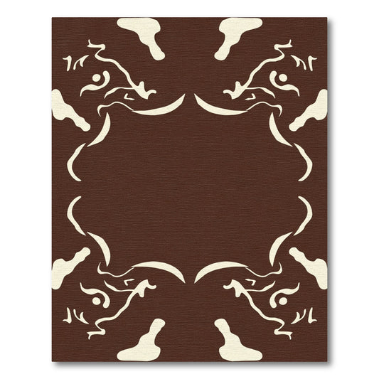 Cream Abstract Swirls on Brown Field Rug