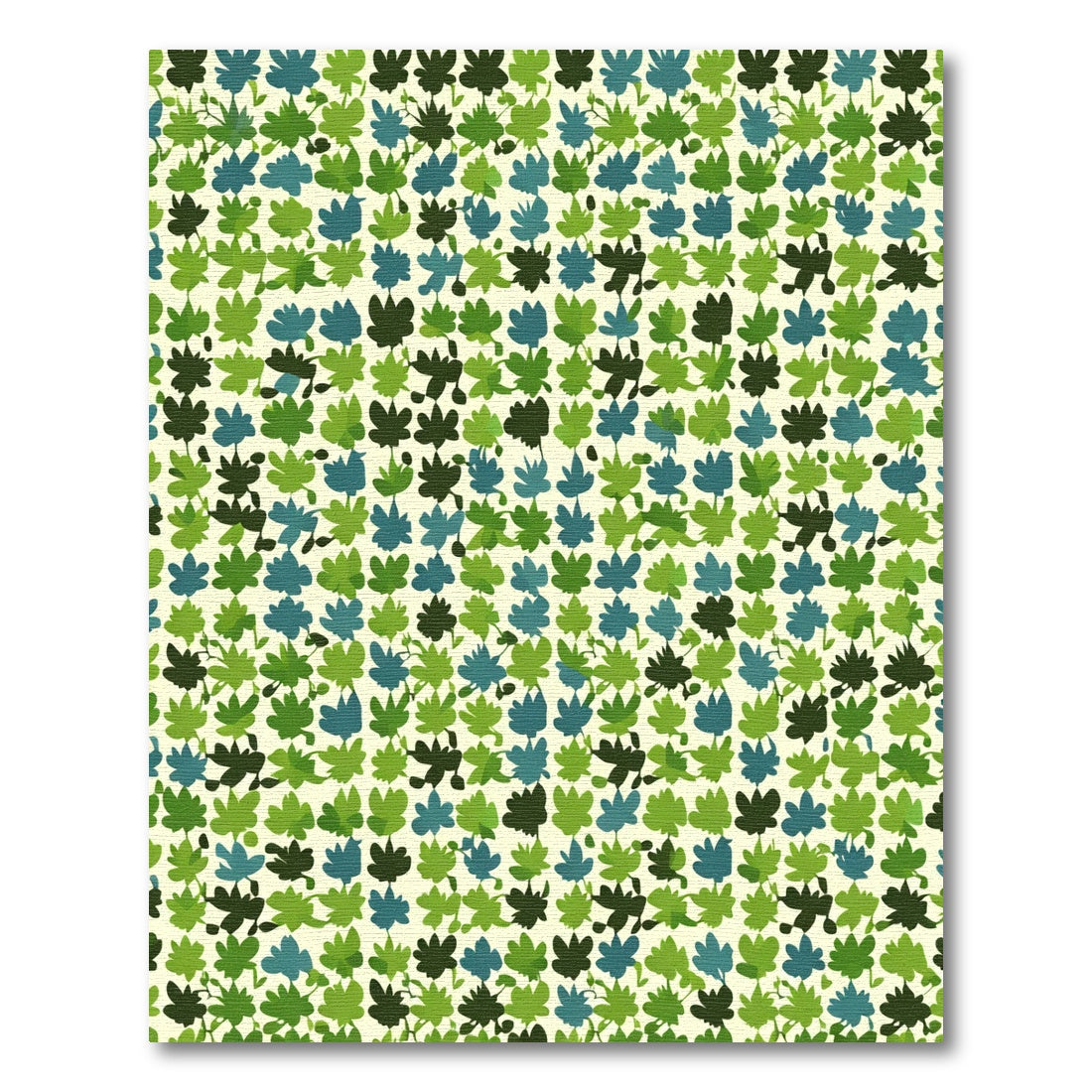 Green Leafy Textured Repeat Rug