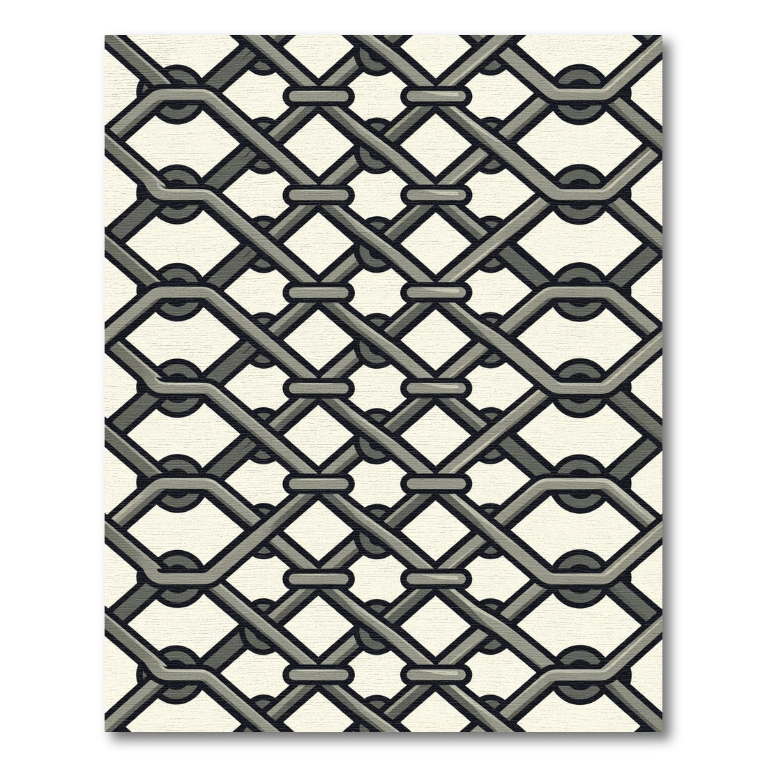 Gray Interlocking Lattice Diamond Rug