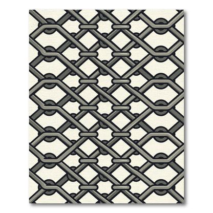 Gray Interlocking Lattice Diamond Rug