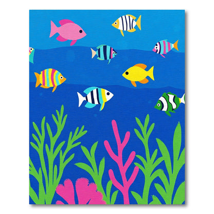 Vibrant Ocean Coral Fish School Rug