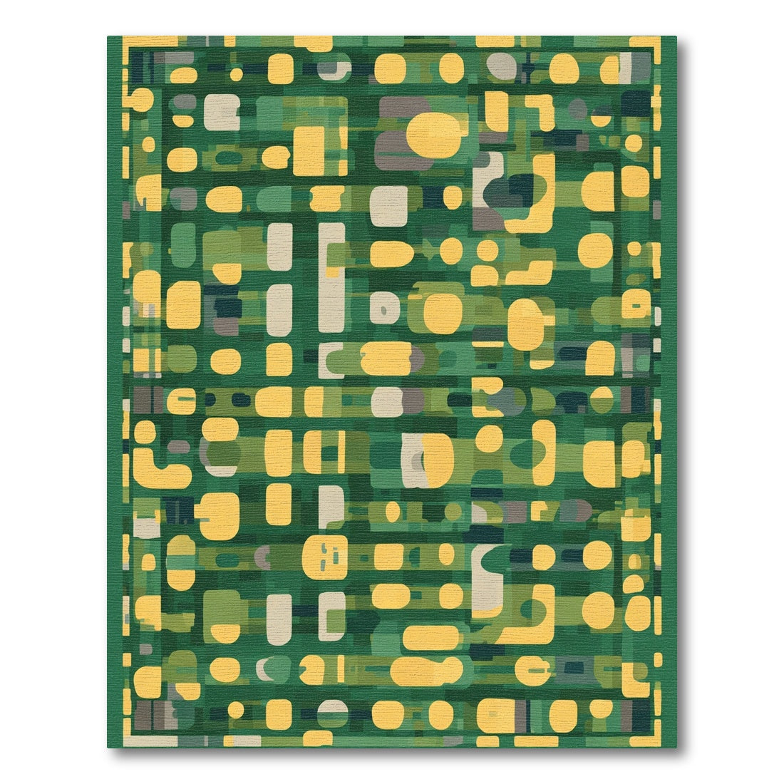 Green Yellow Abstract Organic Shapes Rug