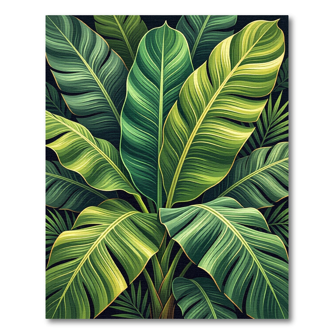 Lush Emerald Tropical Palm Foliage Rug