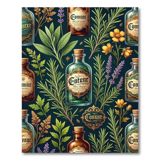 Apothecary Herb Garden Dark Botanical Rug