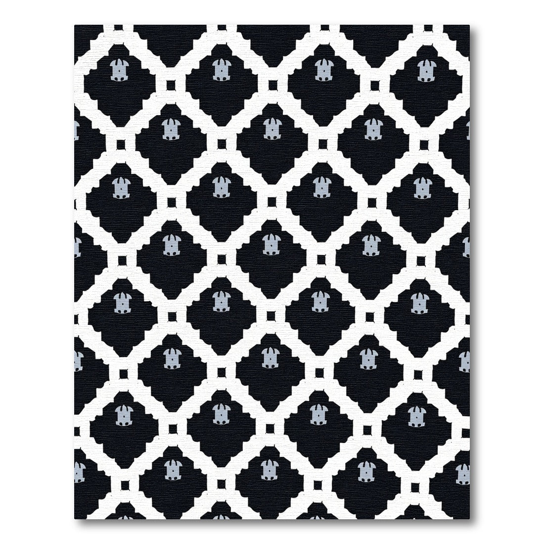 Black and White Abstract Lattice Rug