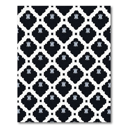 Black and White Abstract Lattice Rug