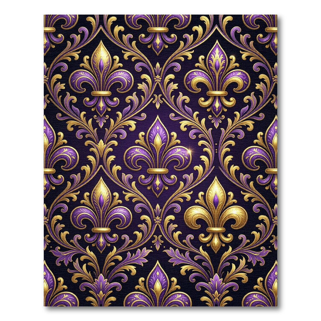 Royal Purple and Gold Fleur-de-lis Rug