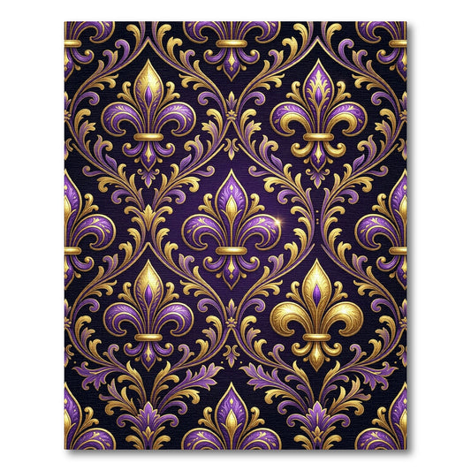 Royal Purple and Gold Fleur-de-lis Rug