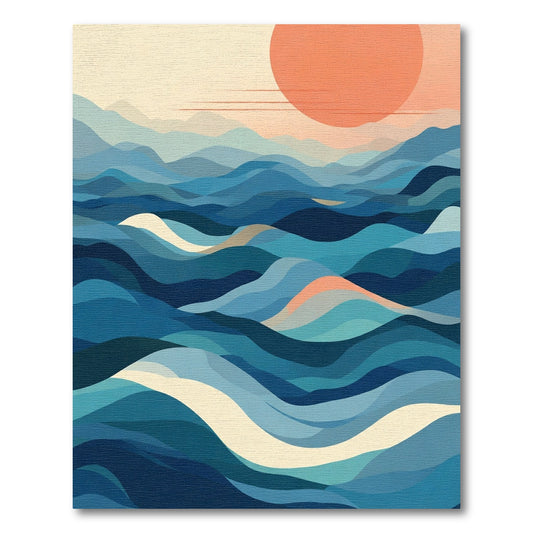 Oceanic Ripples Sunlit Horizon Rug