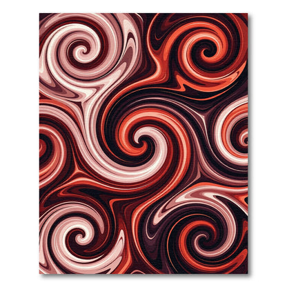 Fiery Red Swirl Abstract Composition Rug