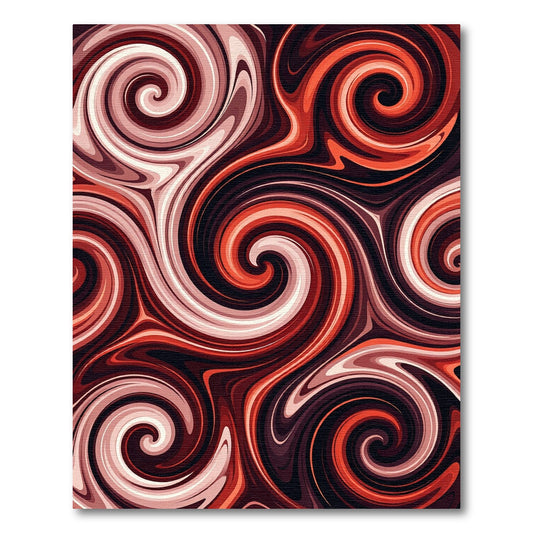 Fiery Red Swirl Abstract Composition Rug