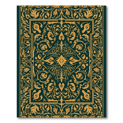 Antique Gold Floral Scroll Border Rug