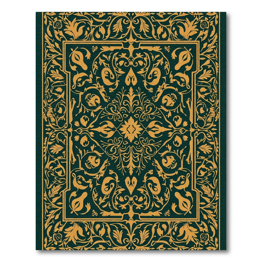 Antique Gold Floral Scroll Border Rug
