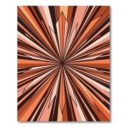 Warm Orange Sunburst Starburst Rug