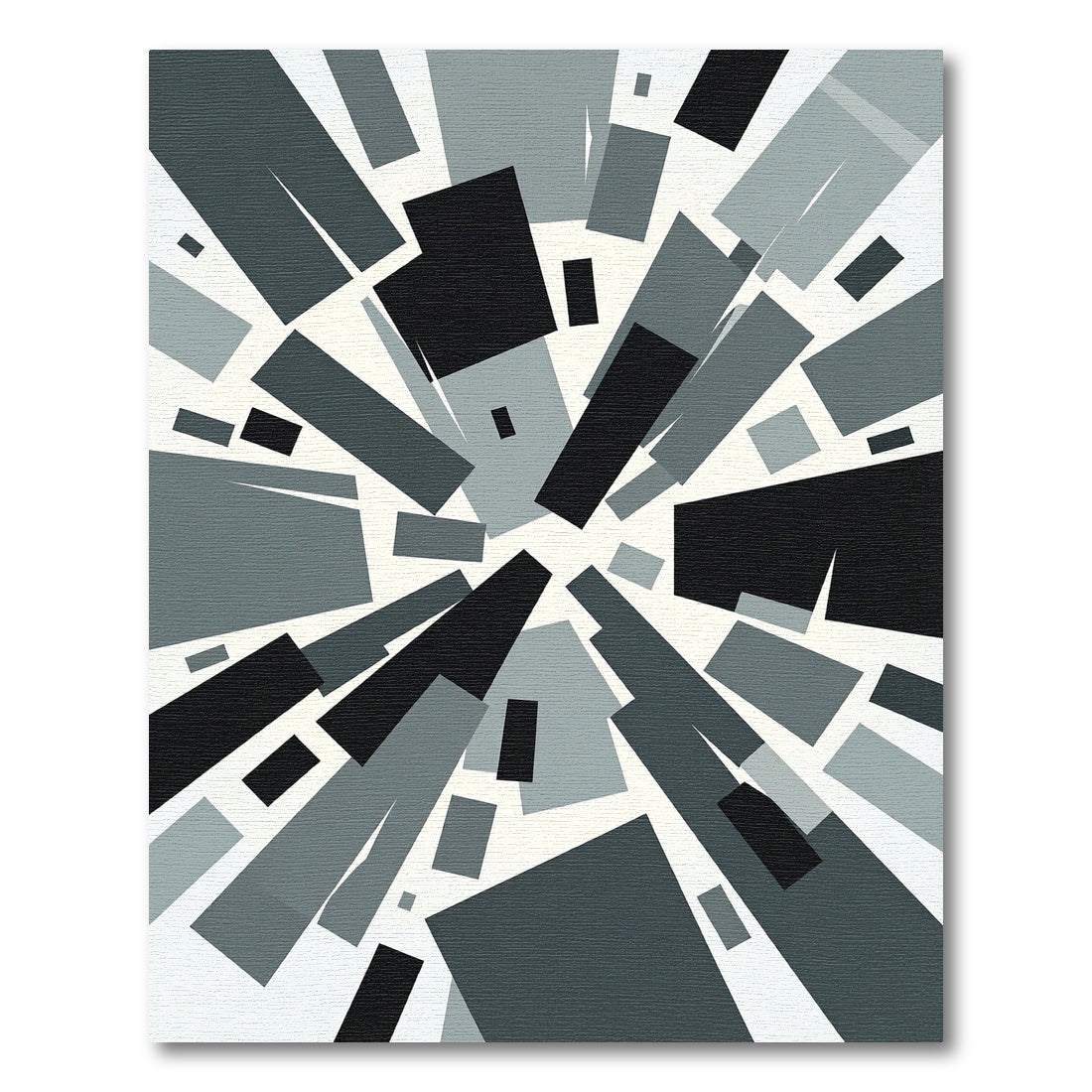 Monochrome Geometric Abstract Radiant Rectangles Rug