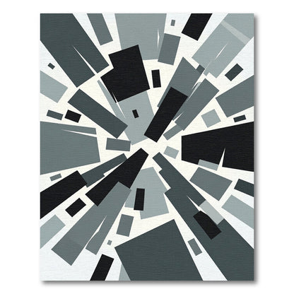 Monochrome Geometric Abstract Radiant Rectangles Rug