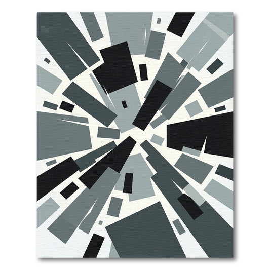 Monochrome Geometric Abstract Radiant Rectangles Rug