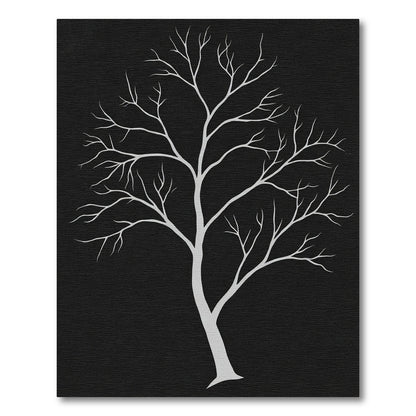 Striking Gray Bare Tree Silhouette Rug