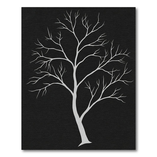 Striking Gray Bare Tree Silhouette Rug