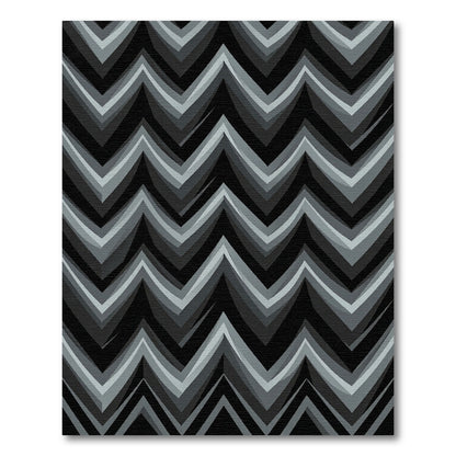 Monochromatic Graduated Chevron Layered Wave Rug