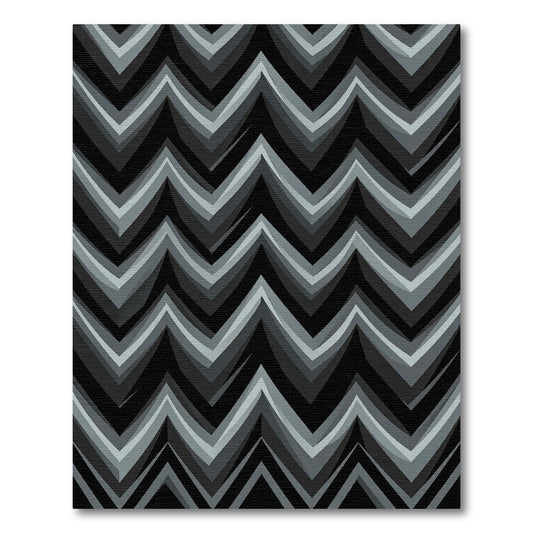 Monochromatic Graduated Chevron Layered Wave Rug