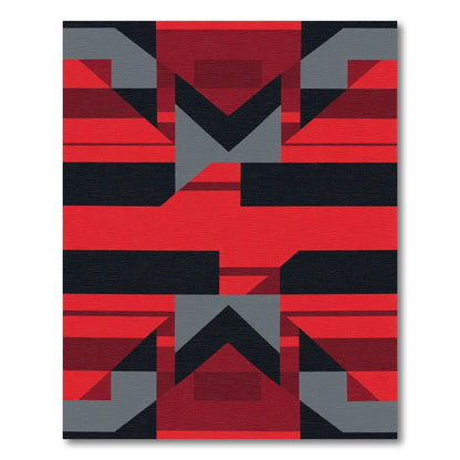 Bold Red Geometric Arrangement Rug