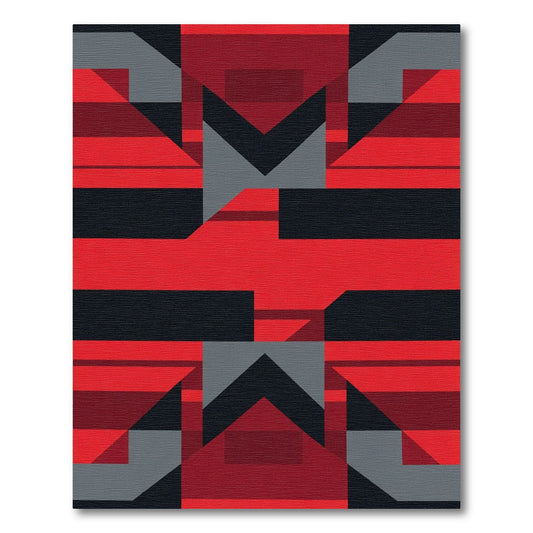 Bold Red Geometric Arrangement Rug