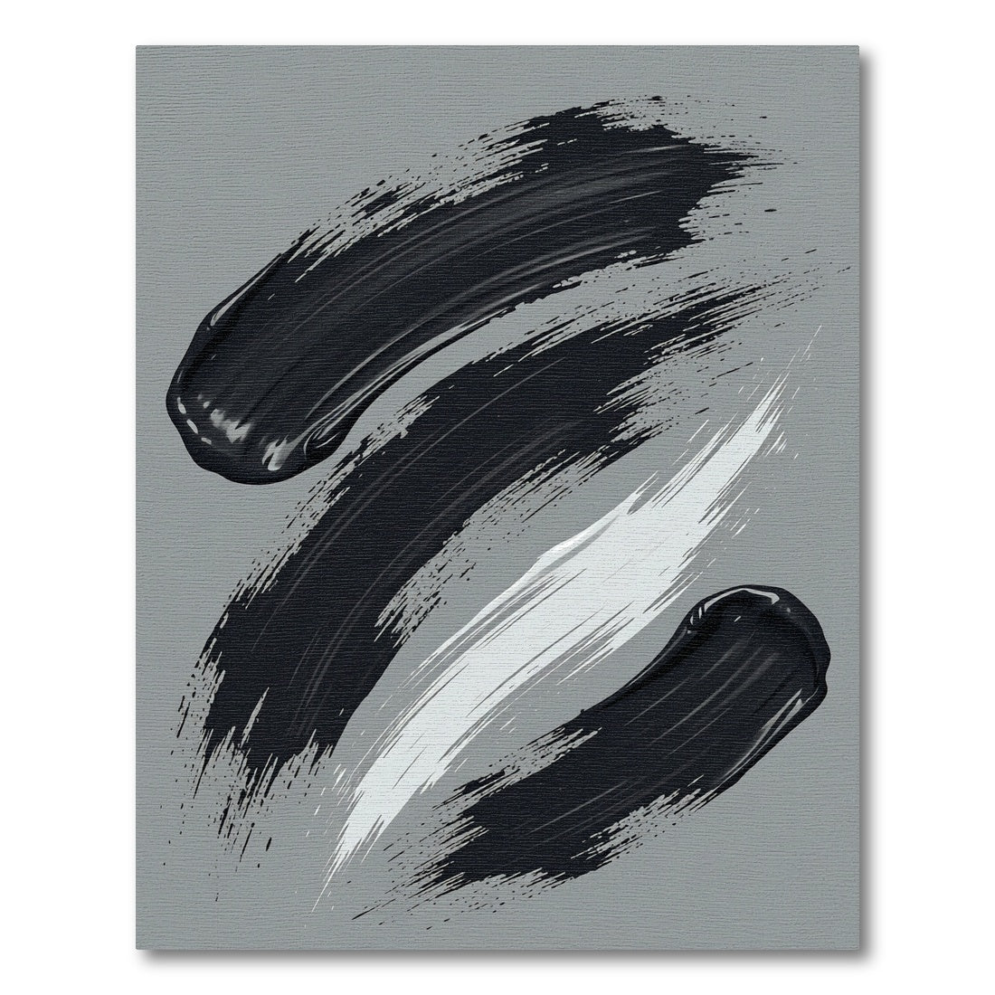 Bold Black White Swirl Strokes Rug