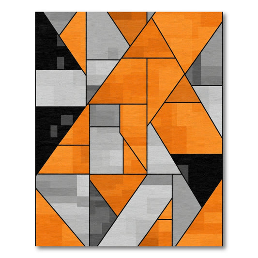 Modern Orange Black Geometric Fragments Rug