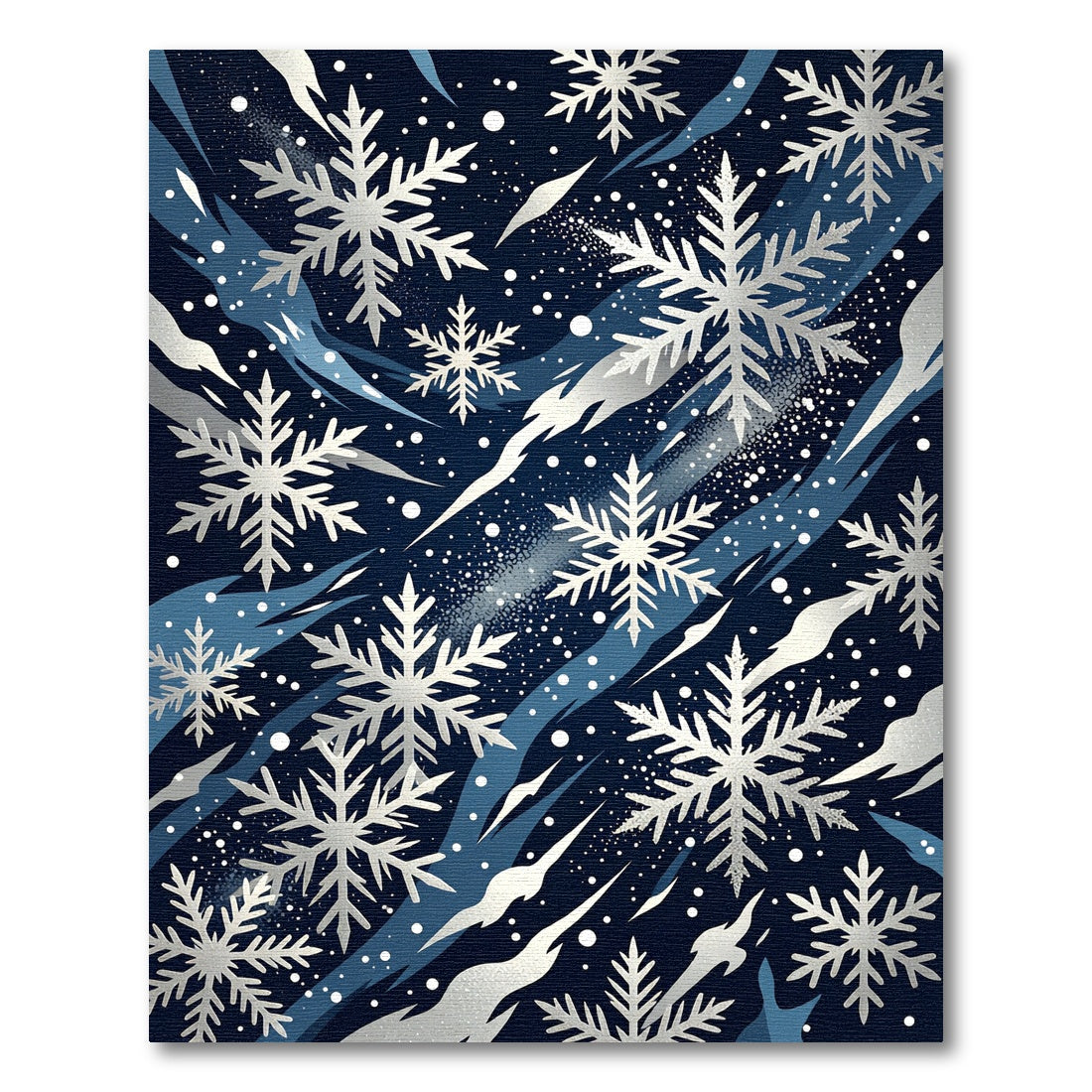 Silver Snowflake Navy Winter Frost Rug