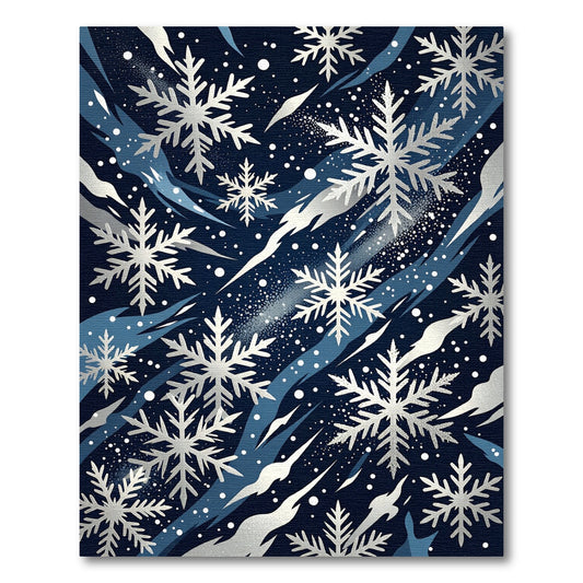 Silver Snowflake Navy Winter Frost Rug