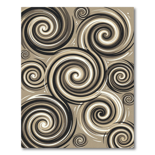 Neutral Earth Tone Abstract Swirl Rug