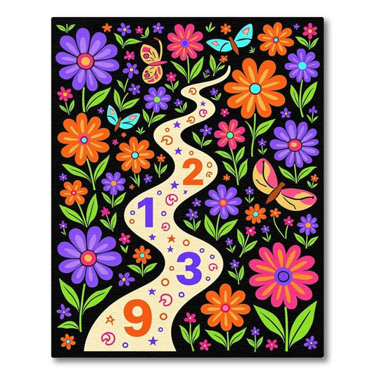 Retro Floral Butterflies Garden Path Rug