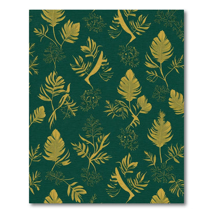 Emerald Green Golden Foliage Arrangement Rug