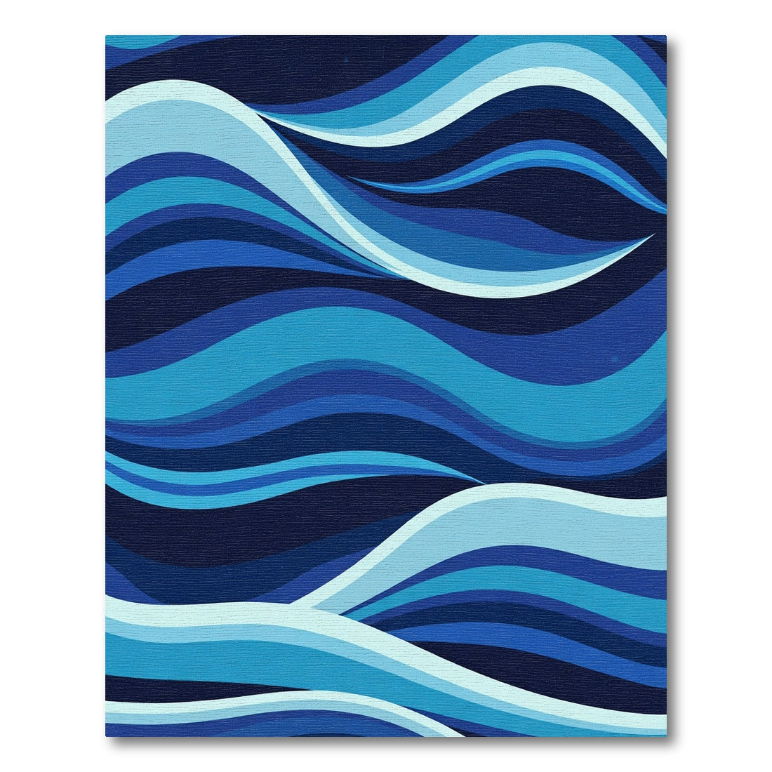 Deep Blue Ocean Wave Stripes Rug