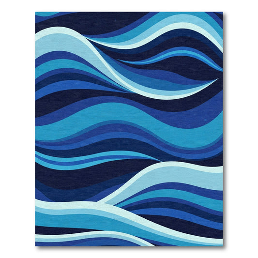 Deep Blue Ocean Wave Stripes Rug