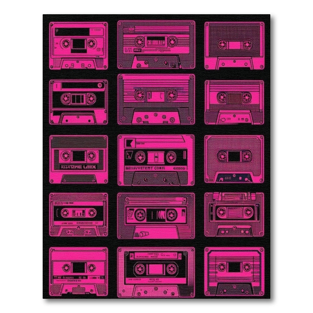 Retro Neon Pink Cassette Tapes Rug