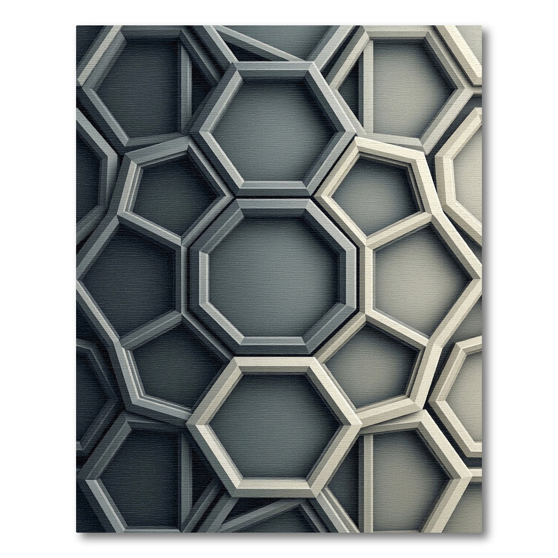 Modern Deep Gray Geometric Hexagon Rug