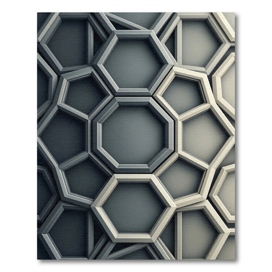 Modern Deep Gray Geometric Hexagon Rug